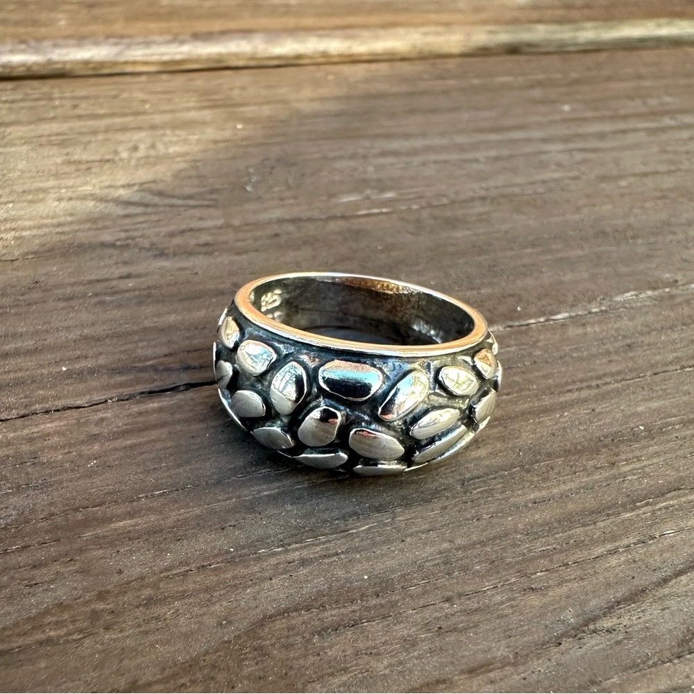 Pebble Patterned Sterling Silver Ring - image 1